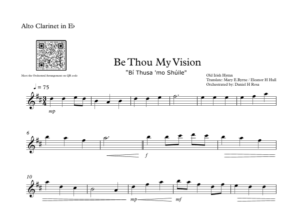 Be Thou My Vision - "Bí Thusa 'mo Shúile" - Easy Alto Clarinet (arr. Daniel H Rosa)
