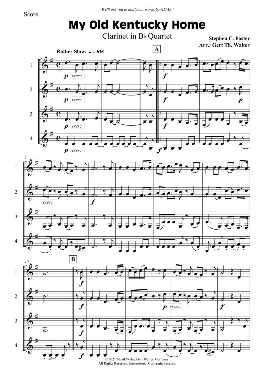 My Old Kentucky Home (arr. Gert Th. Walter)