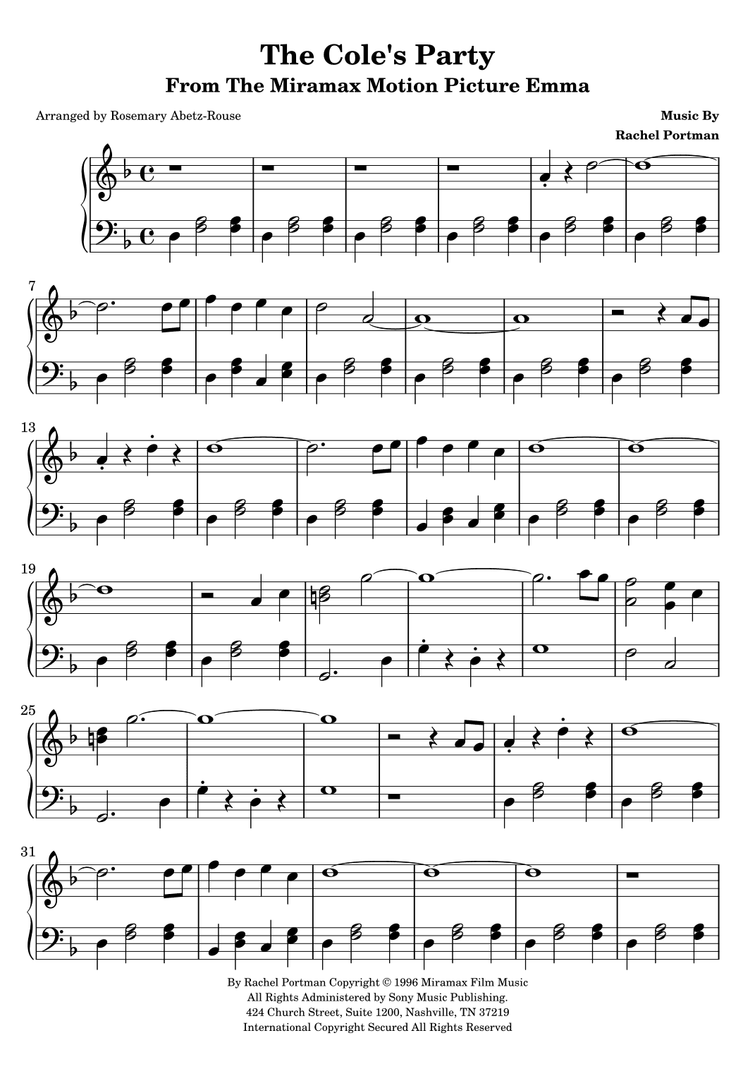 The Cole's Party (arr. Rosemary Abetz-Rouse)