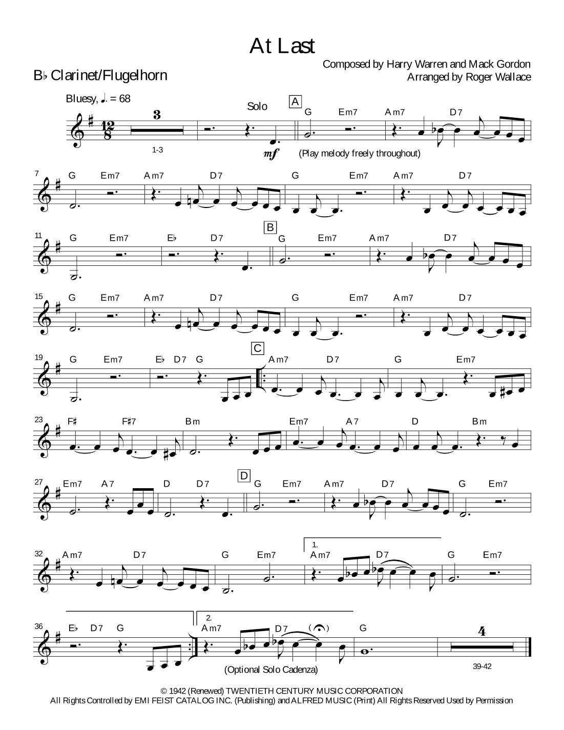 At Last (arr. Roger Wallace)