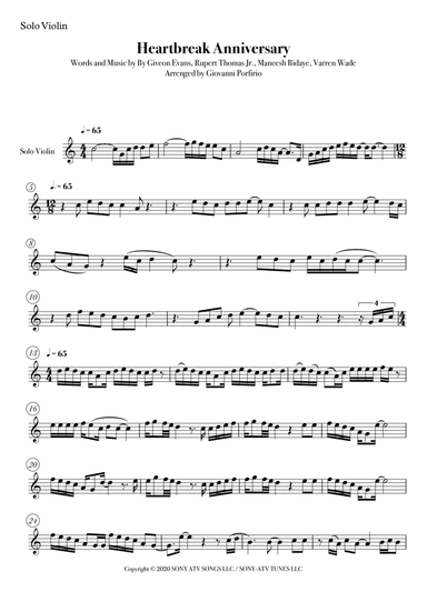 Heartbreak Anniversary (arr. Giovanni Porfirio)