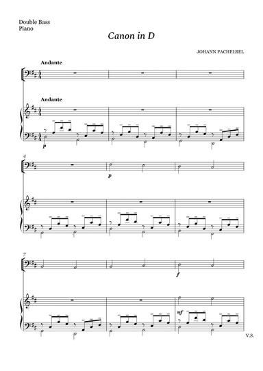 Canon in D For Double Bass And Piano (arr. Cássio Silva Chaves)