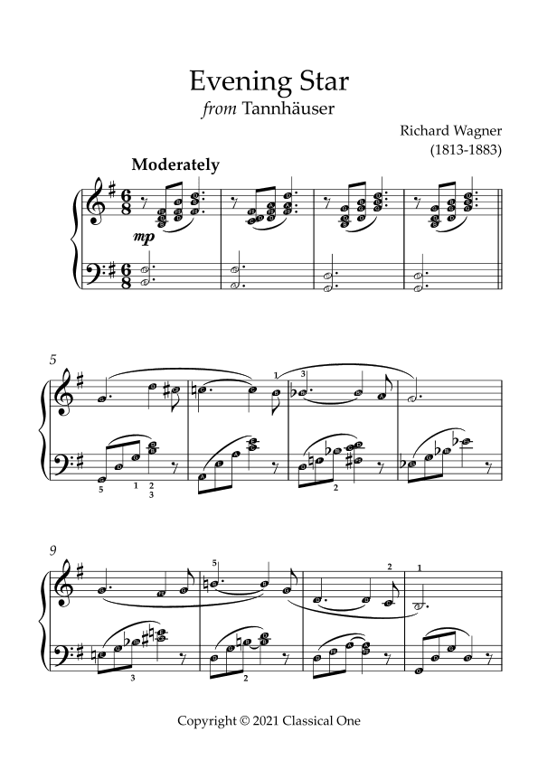 Wagner - Evening Star (from Tannhauser)(With Note name) (arr. MPS)