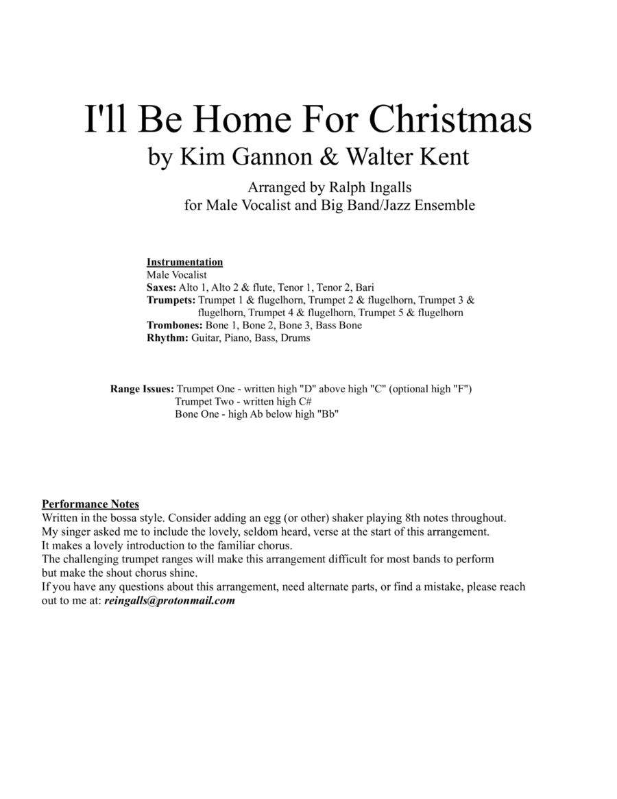 I'll Be Home For Christmas (arr. Ralph Ingalls)