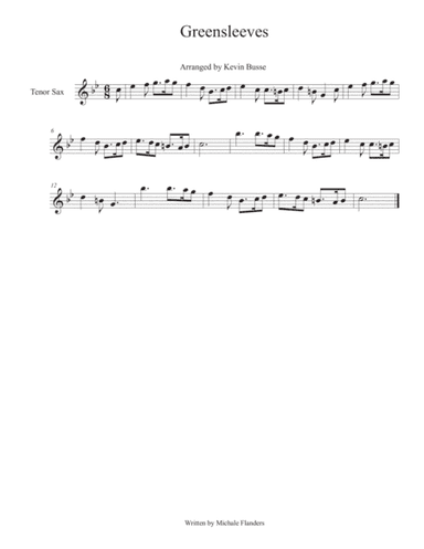 Greensleeves - Tenor Sax (arr. Kevin Busse)