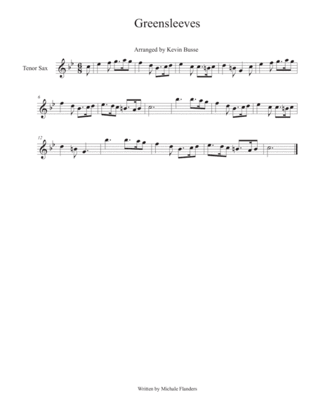 Greensleeves - Tenor Sax (arr. Kevin Busse)