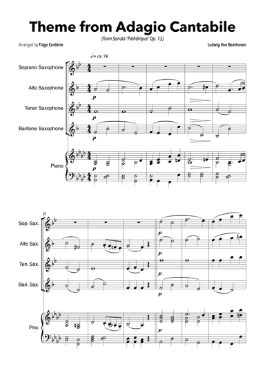 Theme From Adagio Cantabile (from Sonata 'Pathétique' Op.13) (arr. Tiago Cordeiro)