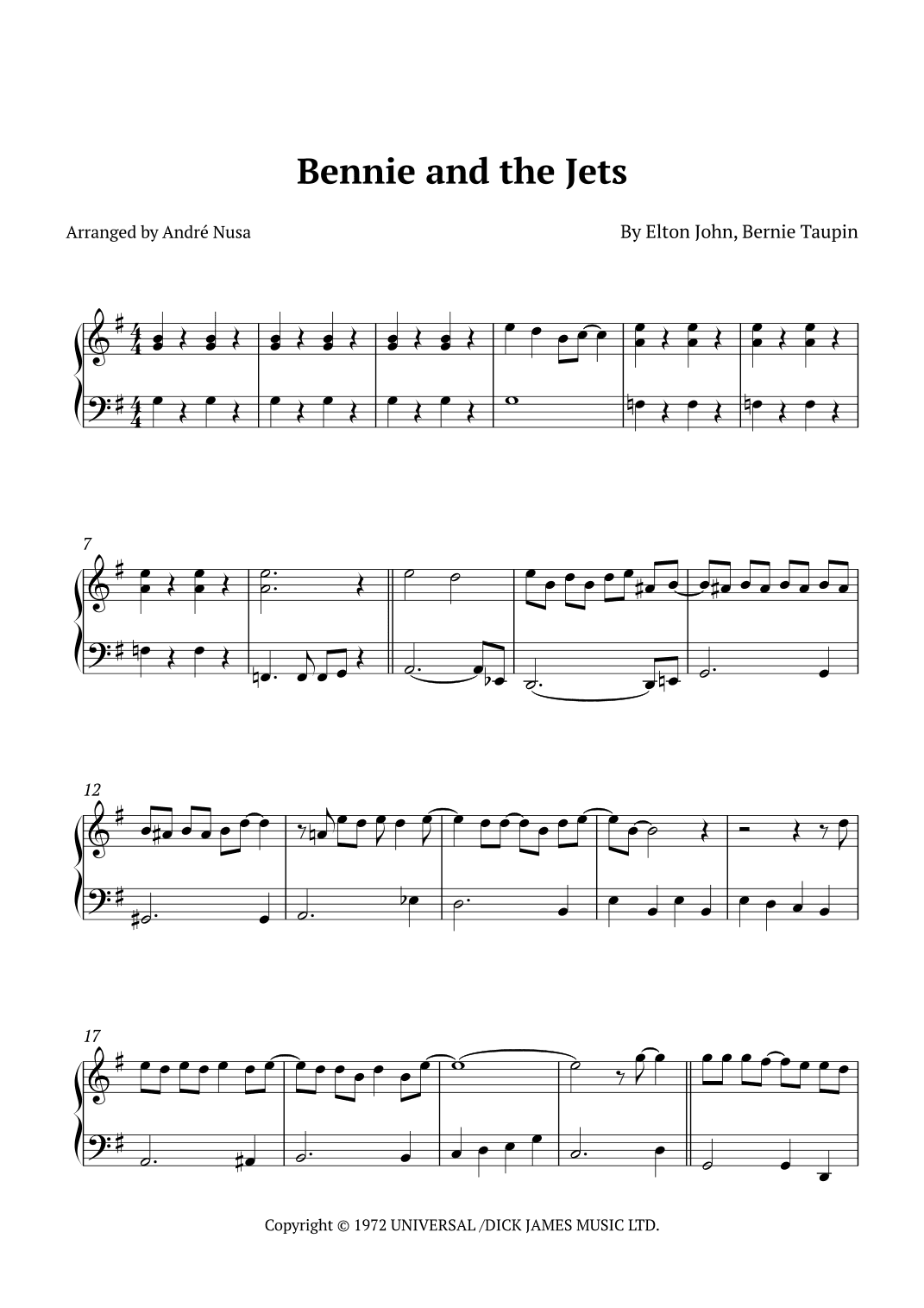 Bennie And The Jets (arr. André Nusa)