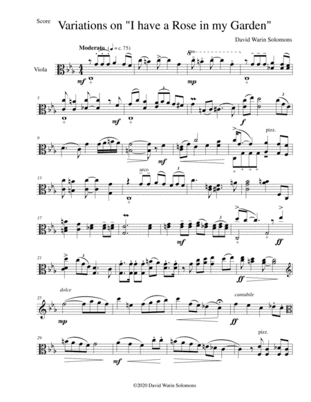 Variations on There is a rose in my garden for viola solo