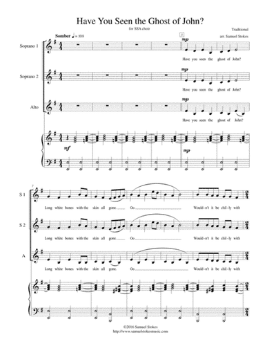 Have You Seen the Ghost of John? - for SSA choir (arr. Samuel Stokes)