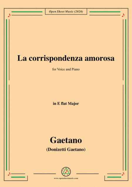 Donizetti-La corrispondenza amorosa,in E flat Major,for Voice and Piano (arr. MSM)