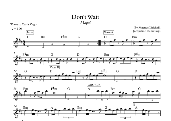 Don't Wait (arr. Carla Zago)