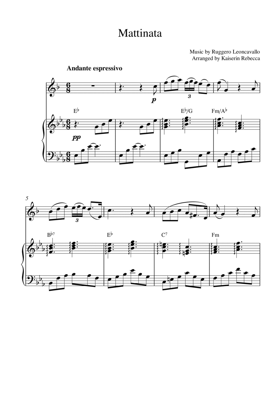 Mattinata (tenor saxophone solo and piano accompaniment) (arr. Kaiserin Rebecca)