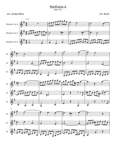 Sinfonia 6 (BWV 792) (arr. Asuka Elias)