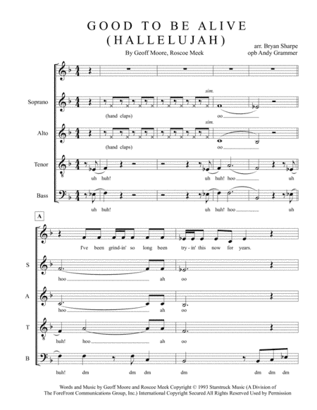 Good To Be Alive (hallelujah) (arr. Bryan Sharpe)