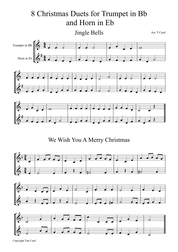 8 Christmas Duets For Trumpet and Horn in Eb (arr. Tim Curd)