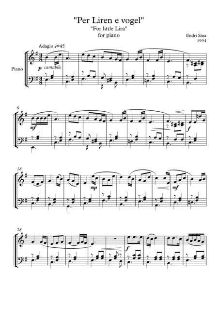 "For Little Lira" for piano solo