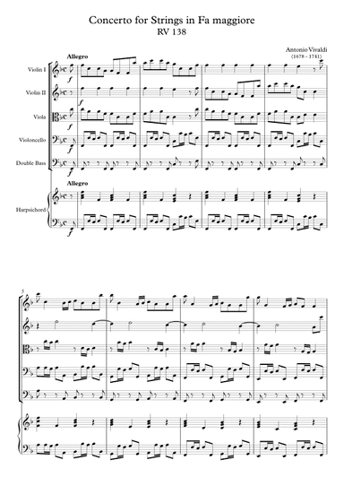 Concerto for Strings in Fa maggiore RV 138