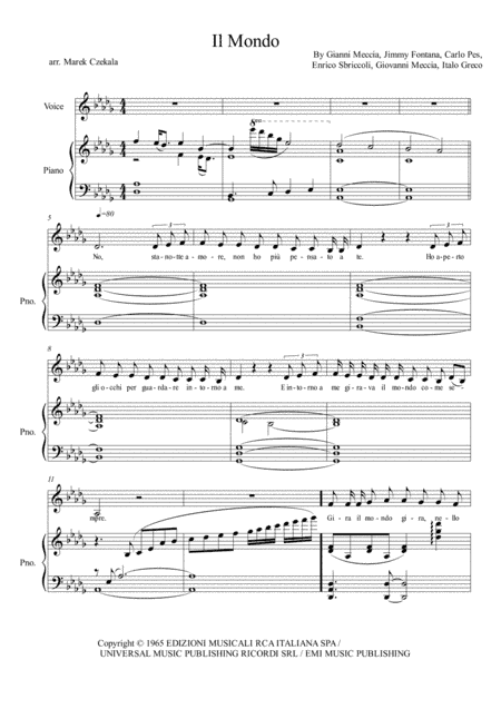 Il Mondo (arr. Marek Czekala)