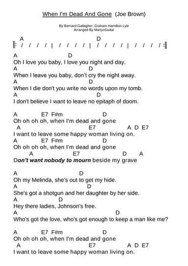 When I'm Dead And Gone (arr. Martyn Guitar)
