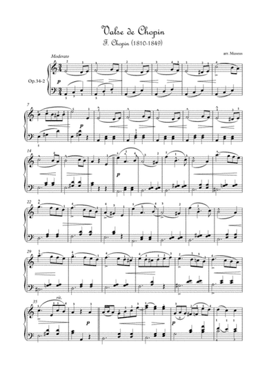 Masterpieces for easy piano 1 by F.Chopin and L.Duschek. (arr. PianoSheetNow)