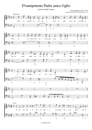 Lamento della Vergine: D'onnipotente padre unico figlio (arr. Early Music Scores)