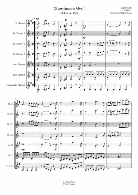Divertimento Mvt. 1 for Full Clarinet Choir (arr. Hadley J. Hazen)