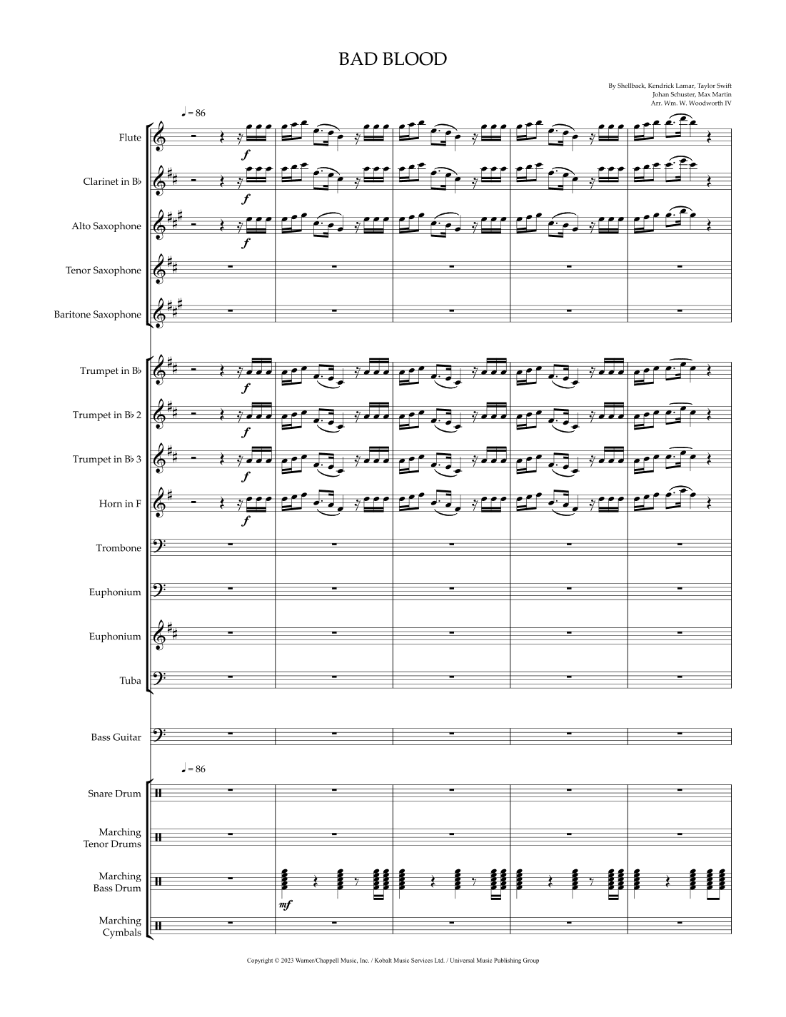 Bad Blood (arr. William W. Woodworth IV)