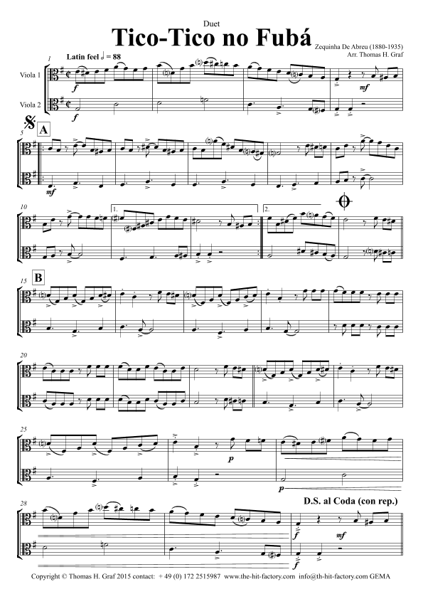 Tico-Tico no Fubá - Choro - Viola Duet (arr. Thomas Graf)
