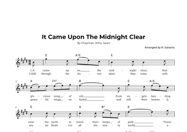 It Came Upon The Midnight Clear (Key of E Major) (arr. R. Salvario)