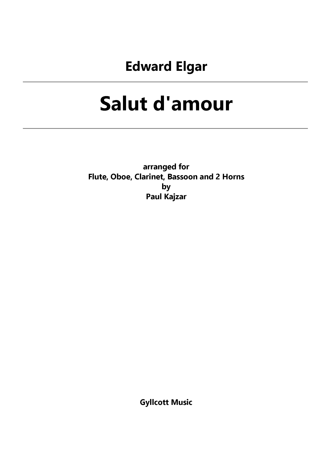 Salut d'amour (Wind Sextet) (arr. Paul Kajzar)