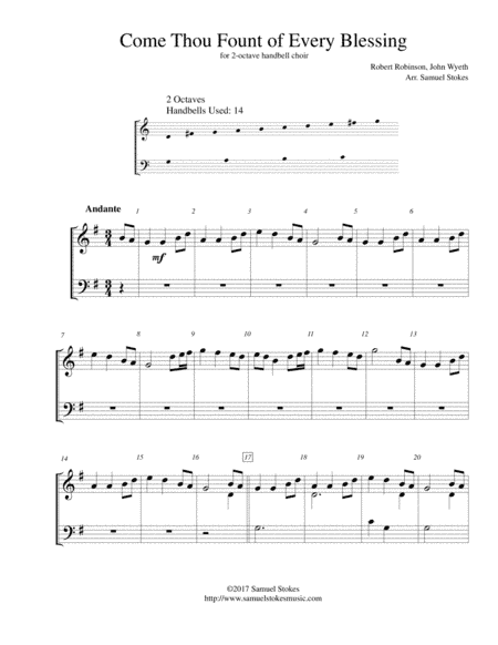 Come Thou Fount of Every Blessing - for 2-octave handbell choir (arr. Samuel Stokes)