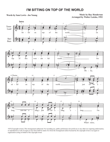 I'm Sitting On Top Of The World (arr. Walter Latzko)