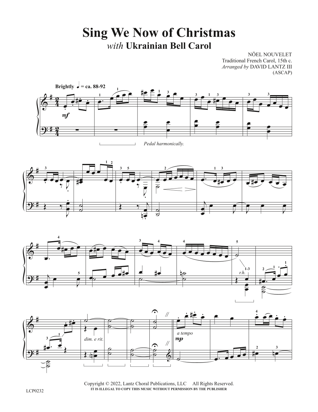 Sing We Now of Christmas (with Ukrainian Bell Carol) (arr. David Lantz III)