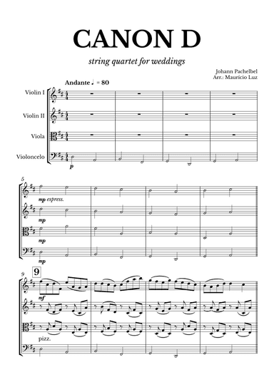 Canon in D for String Quartet (arr. Maurício Luz)
