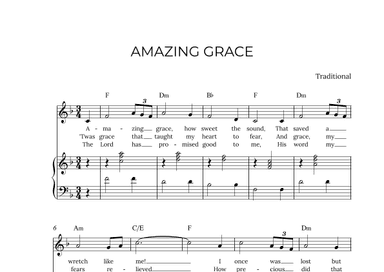 AMAZING GRACE - for piano and alto in F major with chords (arr. Alex Nunes Rodrigues)