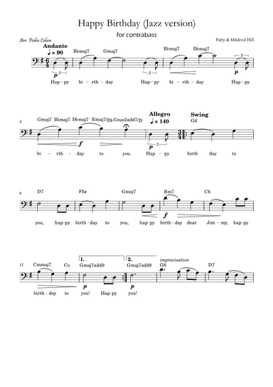 Happy Birthday (jazz version) (arr. Pedro Cohen)