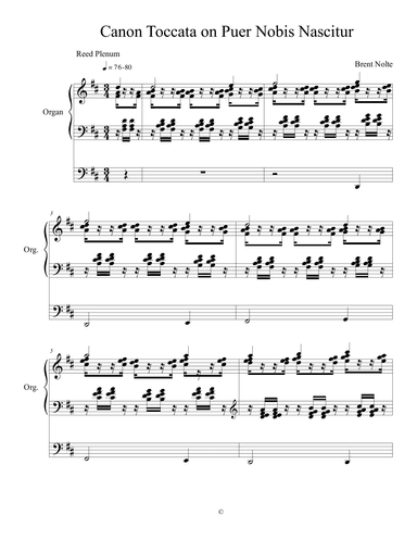 Canon Toccata for Organ on Puer Nobis Nascitur