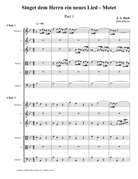 Singet dem Herrn ein neues Lied Motet, Part 1 by J.S. Bach (Double String Orchestra) (arr. Richard Byrnes)