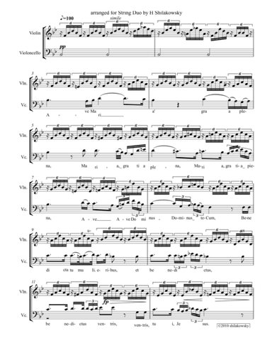Ave Maria arranged for violin & cello (arr. Harris Shilakowsky)