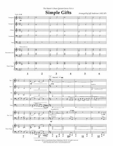 Simple Gifts for Brass Quintet (arr. Jeff D. Anderson)