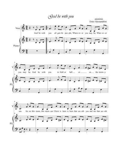 God be with you. Singing and piano (arr. Ester Alessandrini)