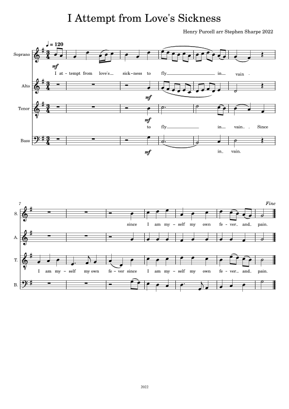 I attempt from loves sickness to fly (arr. Stephen Sharpe)