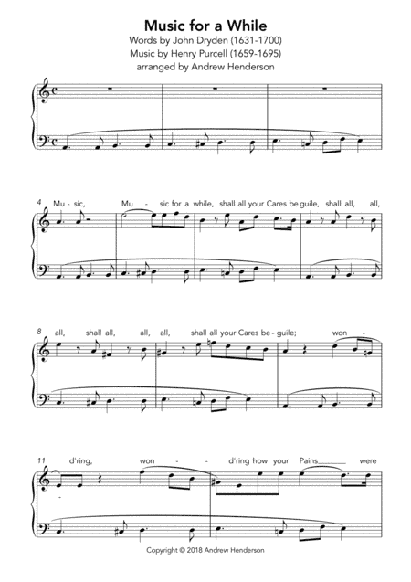 Music for a while (easy piano) (arr. Andrew Henderson)
