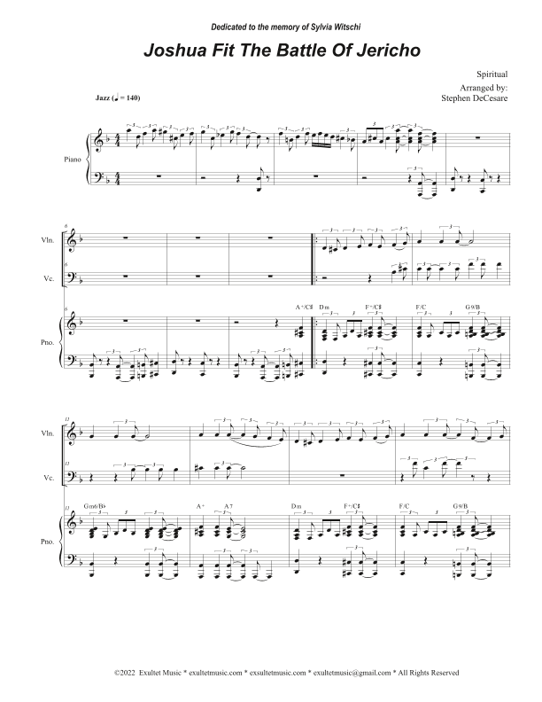 Joshua Fit The Battle of Jericho (Duet for Violin and Cello) (arr. Stephen DeCesare)