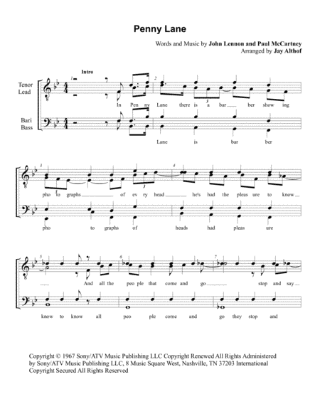 Penny Lane (arr. Jay Althof)