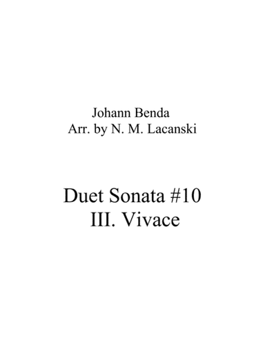 Duet Sonata #10 Movement 3 Vivace (arr. Nick Lacanski)