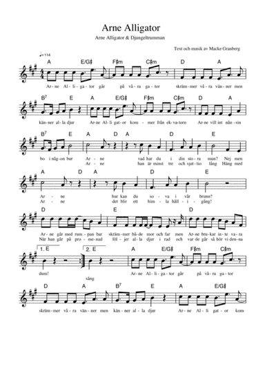 Arne Alligator org. tonart - Arne Alligator & Djungeltrumman
