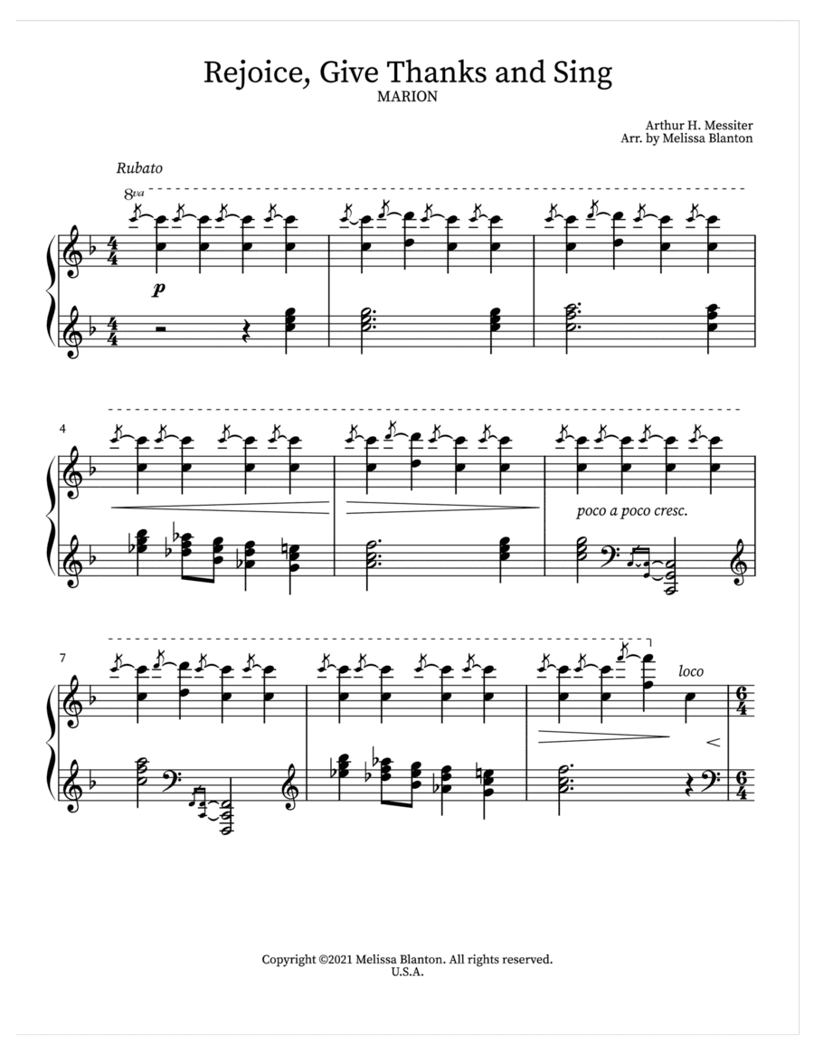 Rejoice, Give Thanks and Sing (arr. Melissa Blanton)