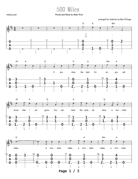 500 Miles Away From Home (arr. Ben D'Ooge)